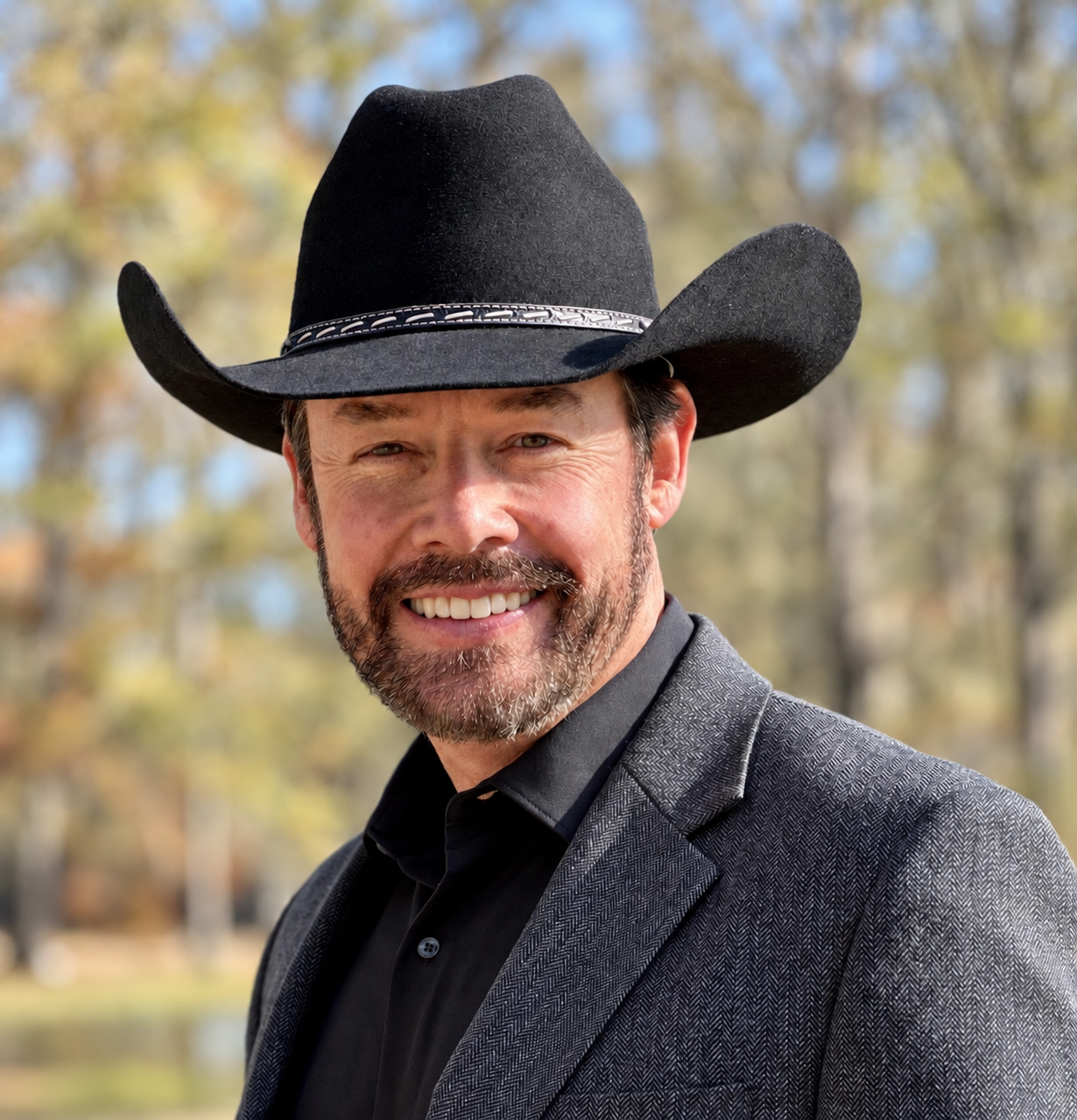 Shawn Chatham wearing a black cowboy hat
